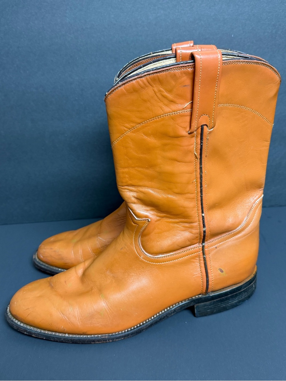 Caborca Western Cowboy Boots Brown Round Toe Size 28.5 MX US 10.5